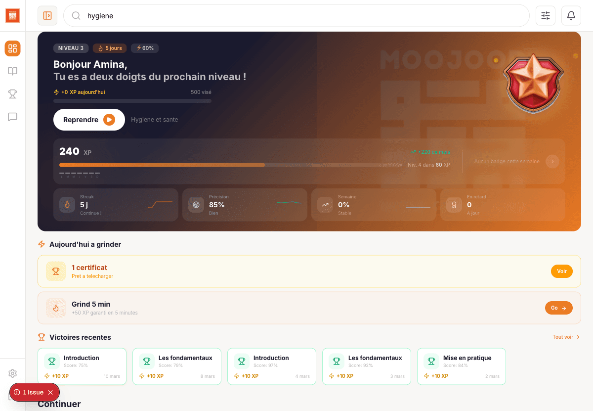 Navigation sidebar avec roles et menus